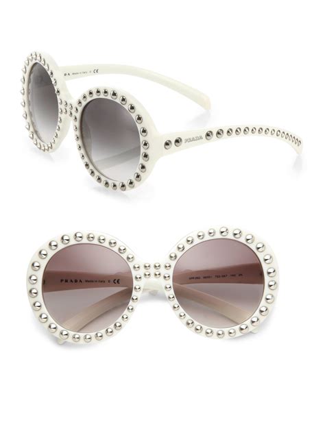 white round prada sunglasses|Prada sunglasses white and black.